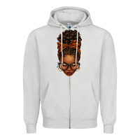 Dove Grey afro messy bun orange leopard bow Zipper Hoodie - texasbilliewilder