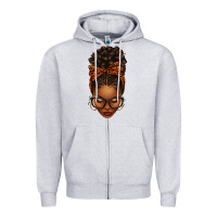 Heather Grey afro messy bun orange leopard bow Zipper Hoodie - texasbilliewilder