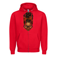 Red afro messy bun orange leopard bow Zipper Hoodie - texasbilliewilder