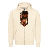 Sandshell afro messy bun orange leopard bow Zipper Hoodie - texasbilliewilder