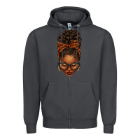 Smoke afro messy bun orange leopard bow Zipper Hoodie - texasbilliewilder