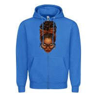 True Royal afro messy bun orange leopard bow Zipper Hoodie - texasbilliewilder
