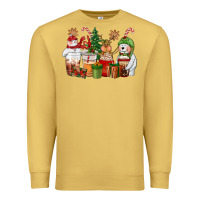 Antique Gold christmas polar bear reindeer and snowman coffee c Premium Sweatshirt - CowGirlArtShop