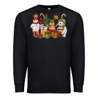 Black christmas polar bear reindeer and snowman coffee c Premium Sweatshirt - CowGirlArtShop