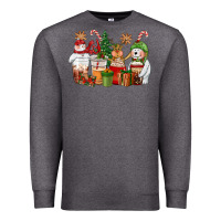 Charcoal Heather christmas polar bear reindeer and snowman coffee c Premium Sweatshirt - CowGirlArtShop