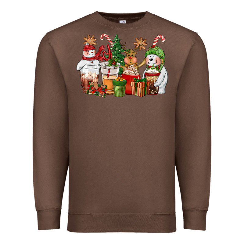 Christmas Polar Bear Reindeer And Snowman Coffee C Premium Sweatshirt by CowGirlArtShop | Teevron
