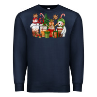 Navy christmas polar bear reindeer and snowman coffee c Premium Sweatshirt - CowGirlArtShop