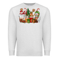 Oatmeal Heather christmas polar bear reindeer and snowman coffee c Premium Sweatshirt - CowGirlArtShop