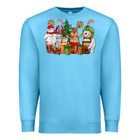 Ocean Blue christmas polar bear reindeer and snowman coffee c Premium Sweatshirt - CowGirlArtShop