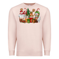 Pale Pink christmas polar bear reindeer and snowman coffee c Premium Sweatshirt - CowGirlArtShop