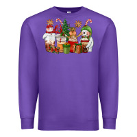 Purple christmas polar bear reindeer and snowman coffee c Premium Sweatshirt - CowGirlArtShop