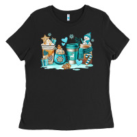 Black winter coffe cups Ladies Tee - AdoDesignShop
