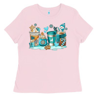 Bubblegum Pink winter coffe cups Ladies Tee - AdoDesignShop