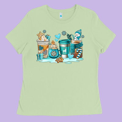 Winter Coffe Cups Ladies Tee Designed By Adodesignshop
