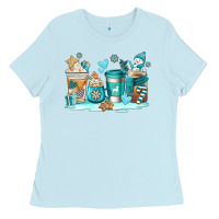 Baby Blue winter coffe cups Ladies Tee - AdoDesignShop