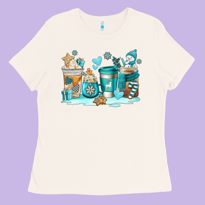 Winter Coffe Cups Ladies Tee Designed By Adodesignshop
