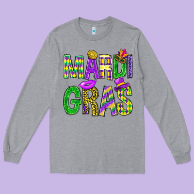Mardi Gras Carnaval Mask With Fleur De Lis Long Sleeve Tee Designed By Bundleandbundleshop
