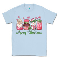 Dusty Blue pink  merry christmas coffee Classic Tee - JahusDesignShop