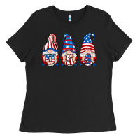 Black usa fourth of july gnomes Ladies Tee - RanaPortraitStore