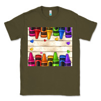 Army Green custom teacher name crayons Classic Tee - NancyCooperArtShop