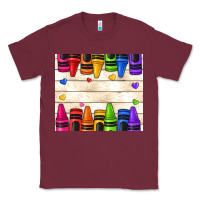 Burgundy custom teacher name crayons Classic Tee - NancyCooperArtShop
