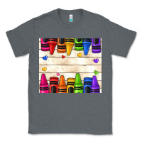 Charcoal Heather custom teacher name crayons Classic Tee - NancyCooperArtShop