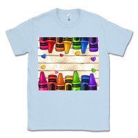 Dusty Blue custom teacher name crayons Classic Tee - NancyCooperArtShop