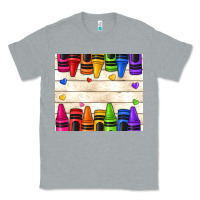 Heather Grey custom teacher name crayons Classic Tee - NancyCooperArtShop