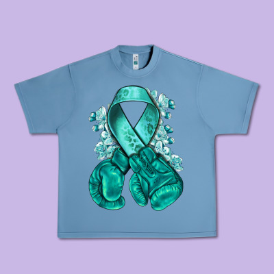 Ovarian Cancer Teal Ribbon With Boxing Gloves Urban Heavy Tee Designed By Nancycooperartshop