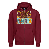 Burgundy Dog Nana with Paw Zipper Hoodie - texasbilliewilder