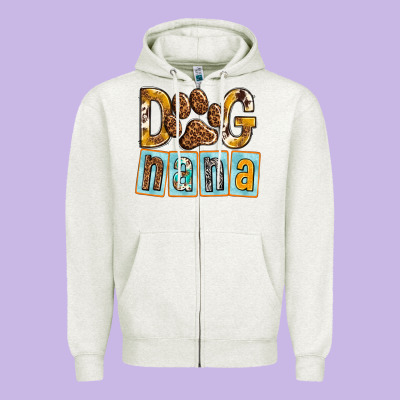 Dog Nana With Paw Zipper Hoodie Designed By Texasbilliewilder