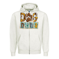 Oatmeal Heather Dog Nana with Paw Zipper Hoodie - texasbilliewilder