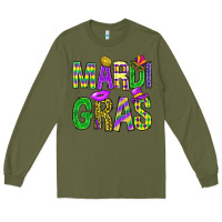 Army Green Mardi gras carnaval mask digital paper, Long Sleeve Tee - BundleAndBundleShop