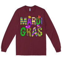 Burgundy Mardi gras carnaval mask digital paper, Long Sleeve Tee - BundleAndBundleShop