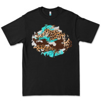 Black cowhide leopard turquoise patch Premium Tee - AdoDesignShop