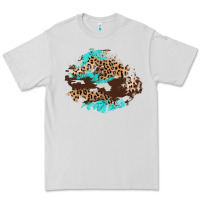 Dove Grey cowhide leopard turquoise patch Premium Tee - AdoDesignShop