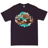 Plum cowhide leopard turquoise patch Premium Tee - AdoDesignShop