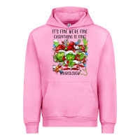 Fuchsia Pink it's fine we're fine everythıng is fine! nursecre Urban Hoodie - FaDigitalArtStudio