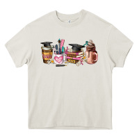 Cream senior 2023 graduation coffee cups Heavy Core Tee - AdoDesignShop