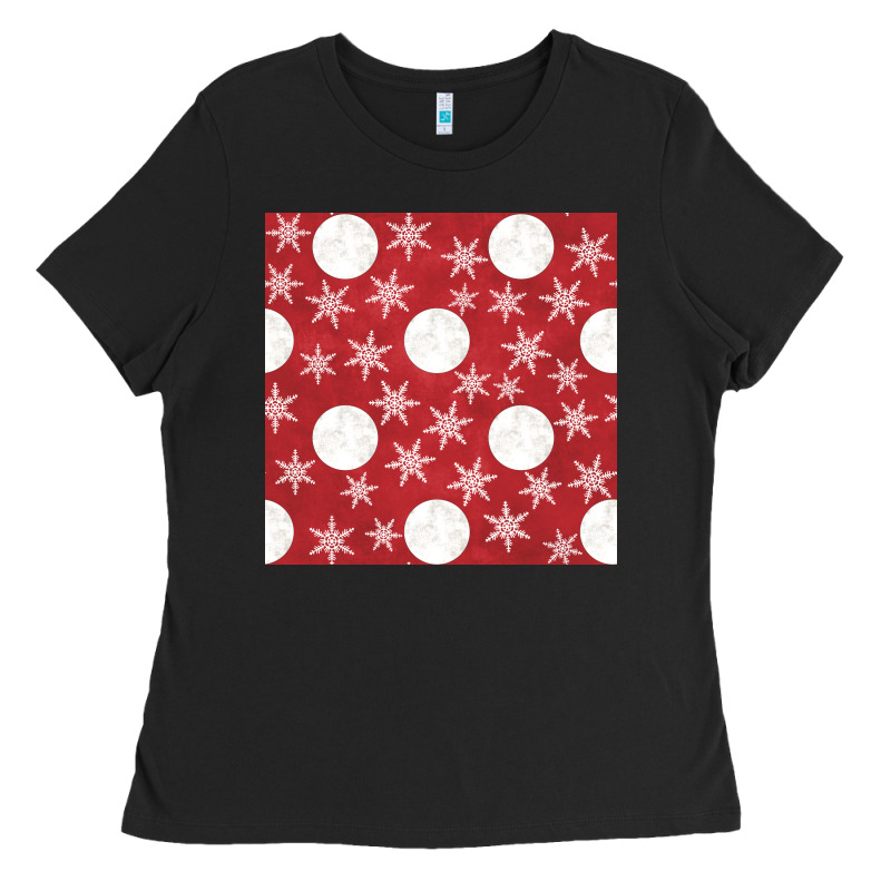 Christmas Snow Flakes Seamless Pattern Ladies Tee by BundleAndBundleShop | Teevron