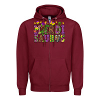 Burgundy Mardi saurus Zipper Hoodie - NancyCooperArtShop