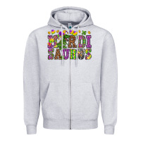 Heather Grey Mardi saurus Zipper Hoodie - NancyCooperArtShop