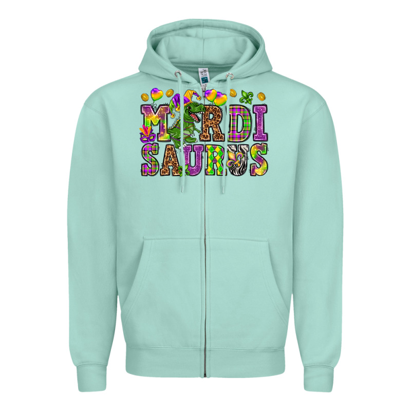 Mardi Saurus Zipper Hoodie by NancyCooperArtShop | Teevron
