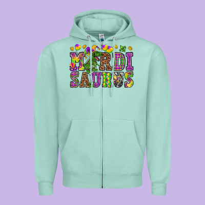 Mardi Saurus Zipper Hoodie Designed By Nancycooperartshop