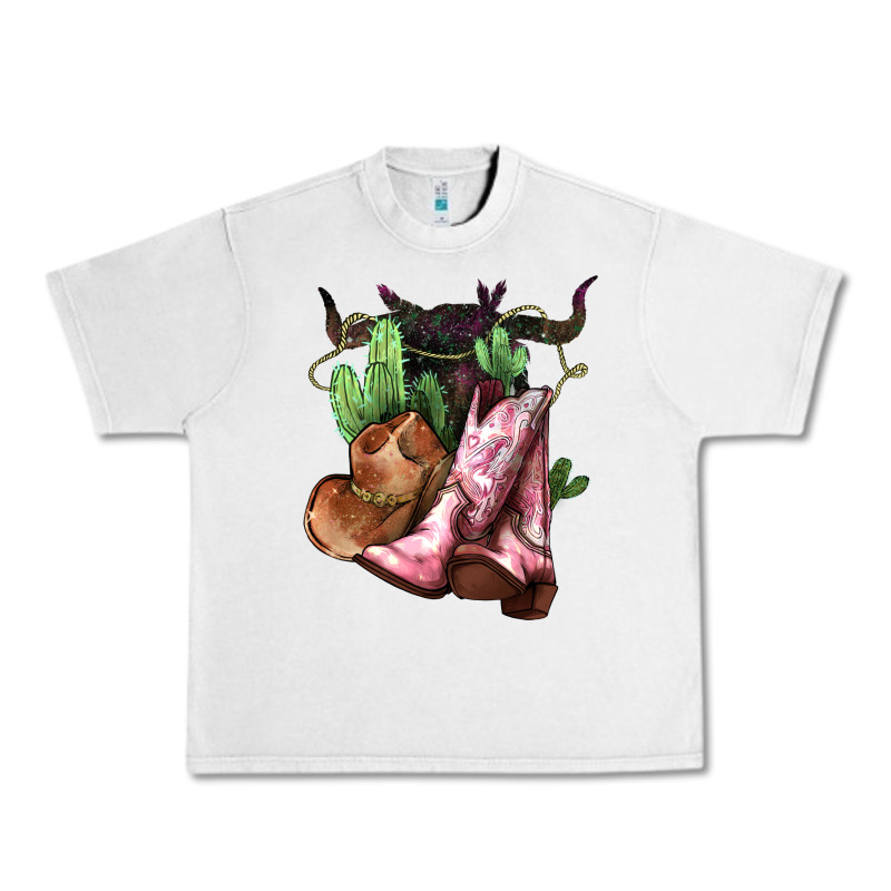 Cowgirl Boots Hat Horns Cactus Urban Heavy Tee by NancyCooperArtShop | Teevron