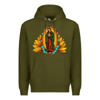 Army Green sunflower our lady of guadalupe Premium Hoodie - JahusDesignShop
