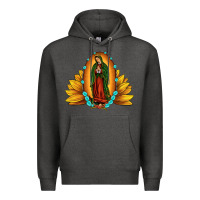 Charcoal Heather sunflower our lady of guadalupe Premium Hoodie - JahusDesignShop