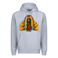 Heather Grey sunflower our lady of guadalupe Premium Hoodie - JahusDesignShop