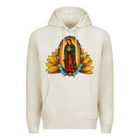 Oatmeal Heather sunflower our lady of guadalupe Premium Hoodie - JahusDesignShop