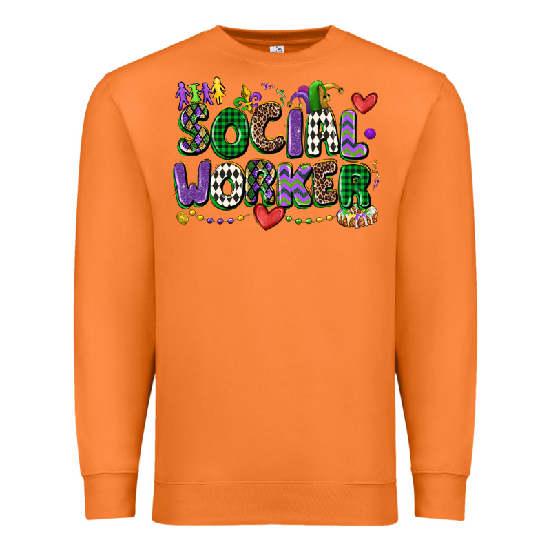 Social Worker Mardi Gras Cowgirl Premium Sweatshirt by CowGirlArtShop | Teevron